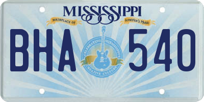 MS license plate BHA540