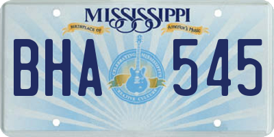 MS license plate BHA545
