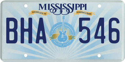 MS license plate BHA546