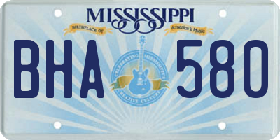 MS license plate BHA580