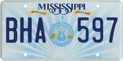 MS license plate BHA597