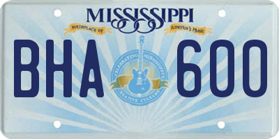 MS license plate BHA600