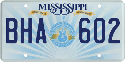 MS license plate BHA602