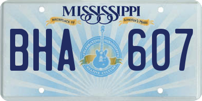 MS license plate BHA607