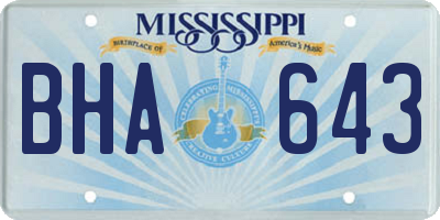 MS license plate BHA643