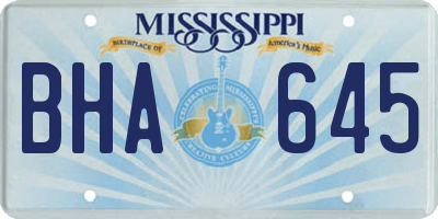 MS license plate BHA645