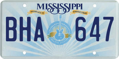 MS license plate BHA647