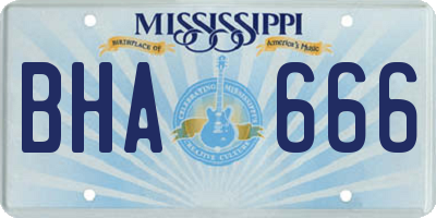 MS license plate BHA666