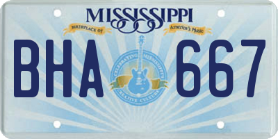 MS license plate BHA667