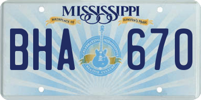 MS license plate BHA670