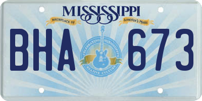 MS license plate BHA673