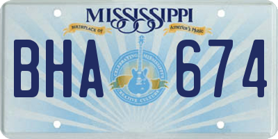 MS license plate BHA674
