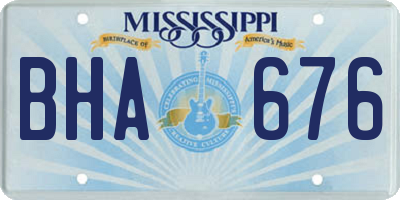 MS license plate BHA676