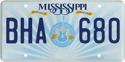 MS license plate BHA680