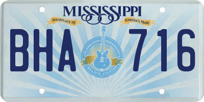MS license plate BHA716