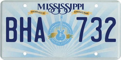 MS license plate BHA732