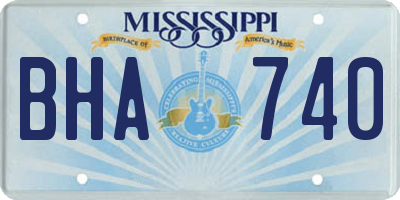 MS license plate BHA740