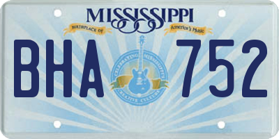 MS license plate BHA752