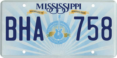MS license plate BHA758