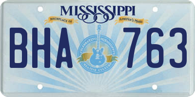 MS license plate BHA763