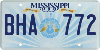 MS license plate BHA772