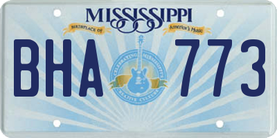 MS license plate BHA773