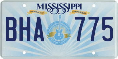 MS license plate BHA775
