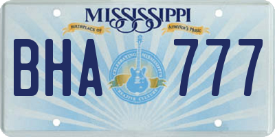MS license plate BHA777