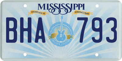 MS license plate BHA793