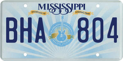 MS license plate BHA804