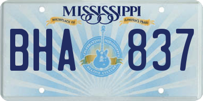 MS license plate BHA837