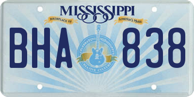 MS license plate BHA838