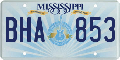 MS license plate BHA853