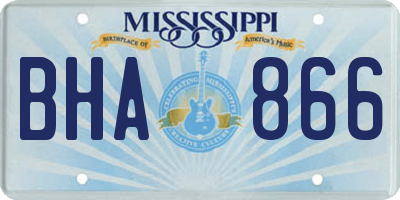 MS license plate BHA866
