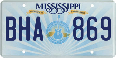 MS license plate BHA869