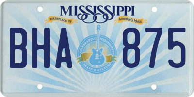 MS license plate BHA875