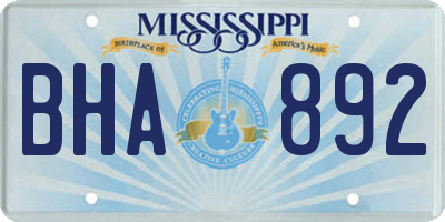 MS license plate BHA892