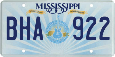 MS license plate BHA922