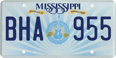 MS license plate BHA955