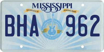 MS license plate BHA962