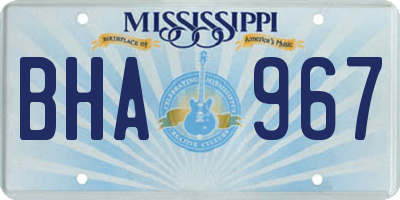 MS license plate BHA967