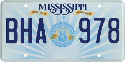 MS license plate BHA978