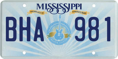 MS license plate BHA981
