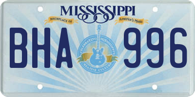 MS license plate BHA996