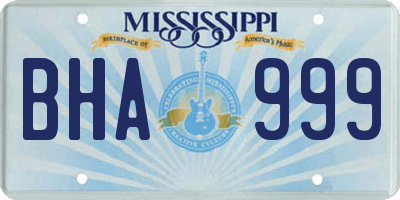 MS license plate BHA999