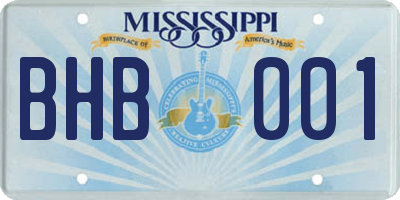 MS license plate BHB001