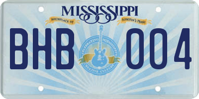 MS license plate BHB004