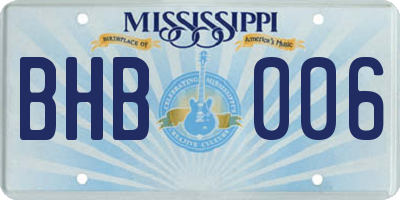 MS license plate BHB006