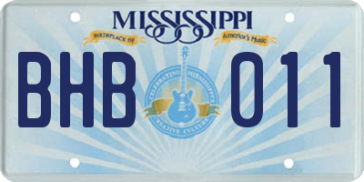 MS license plate BHB011