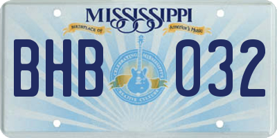 MS license plate BHB032